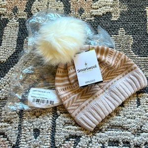 Smartwool merino wool beanie hat. Chair lift Beanie, cream and tan NWT